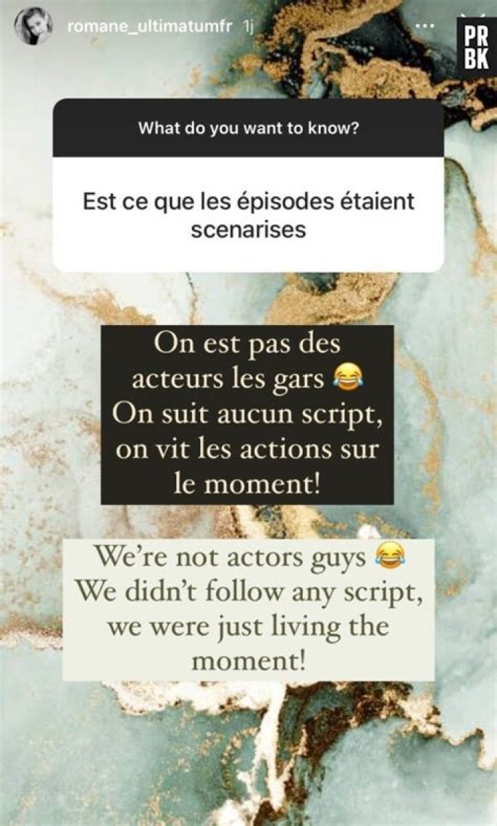 The Ultimatum France's Romane isn't giving anything away on Instagram